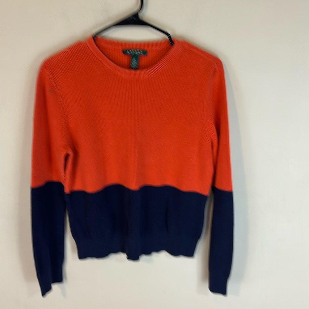 Vintage Lauren Ralph Lauren Ribbed Cotton Color Block Sweater Size XL